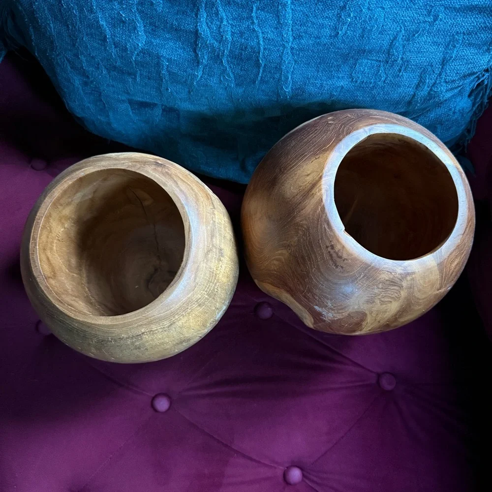 Rustic Wooden Accent Planter Vases